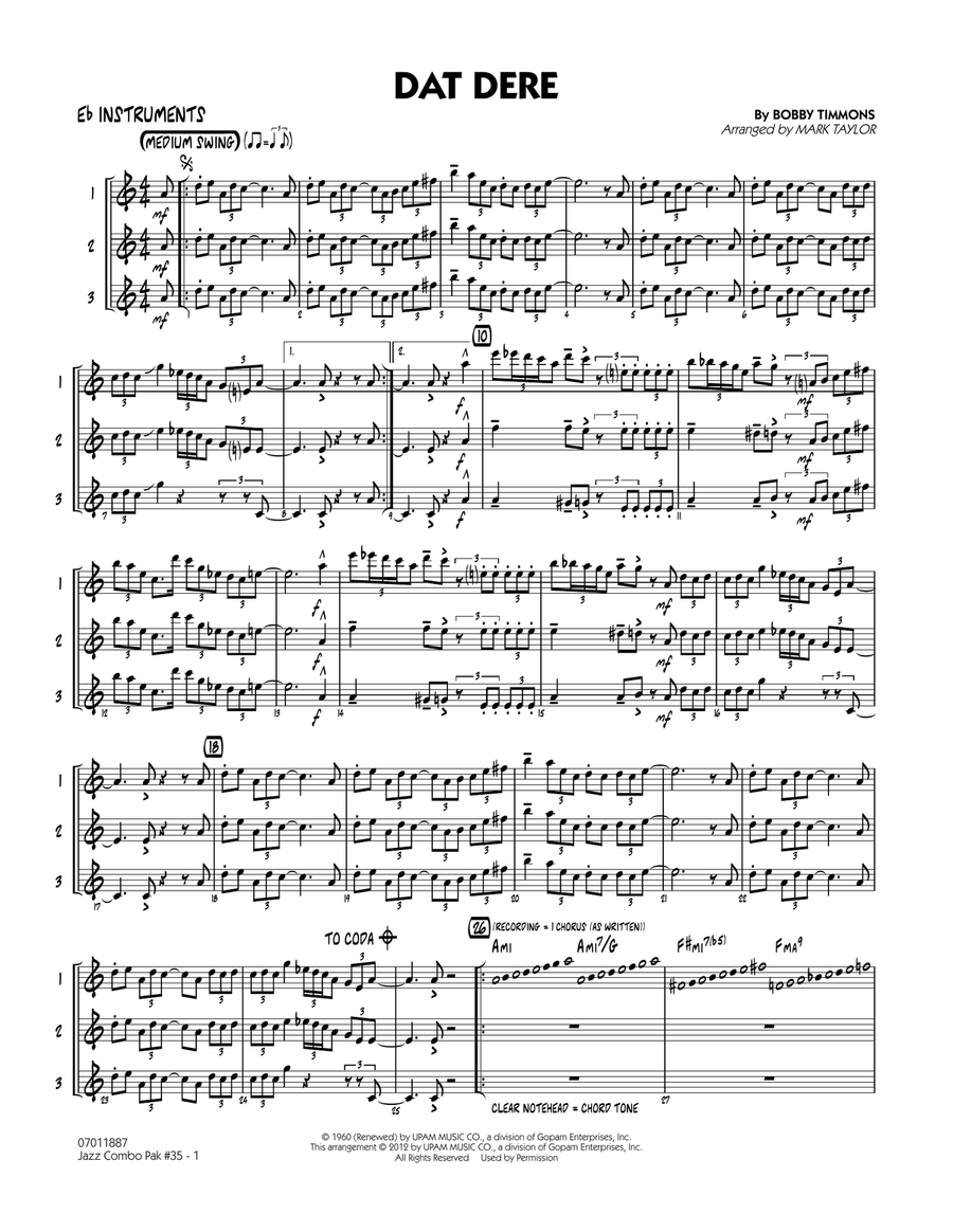 Jazz Combo Pak #35 (Cannonball Adderley) - Eb Instruments Jazz Ensemble scores gallery preview page 1