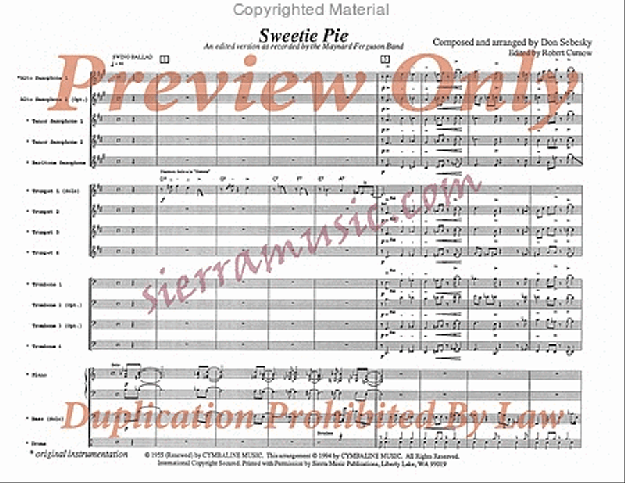 Sweetie Pie (Edited) (aka Easy Chair) Big Band scores gallery preview page 2