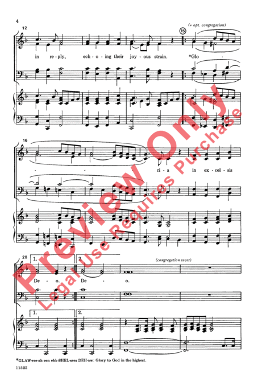 Angels We Have Heard on High: A Concerto 4-Part scores gallery preview page 3