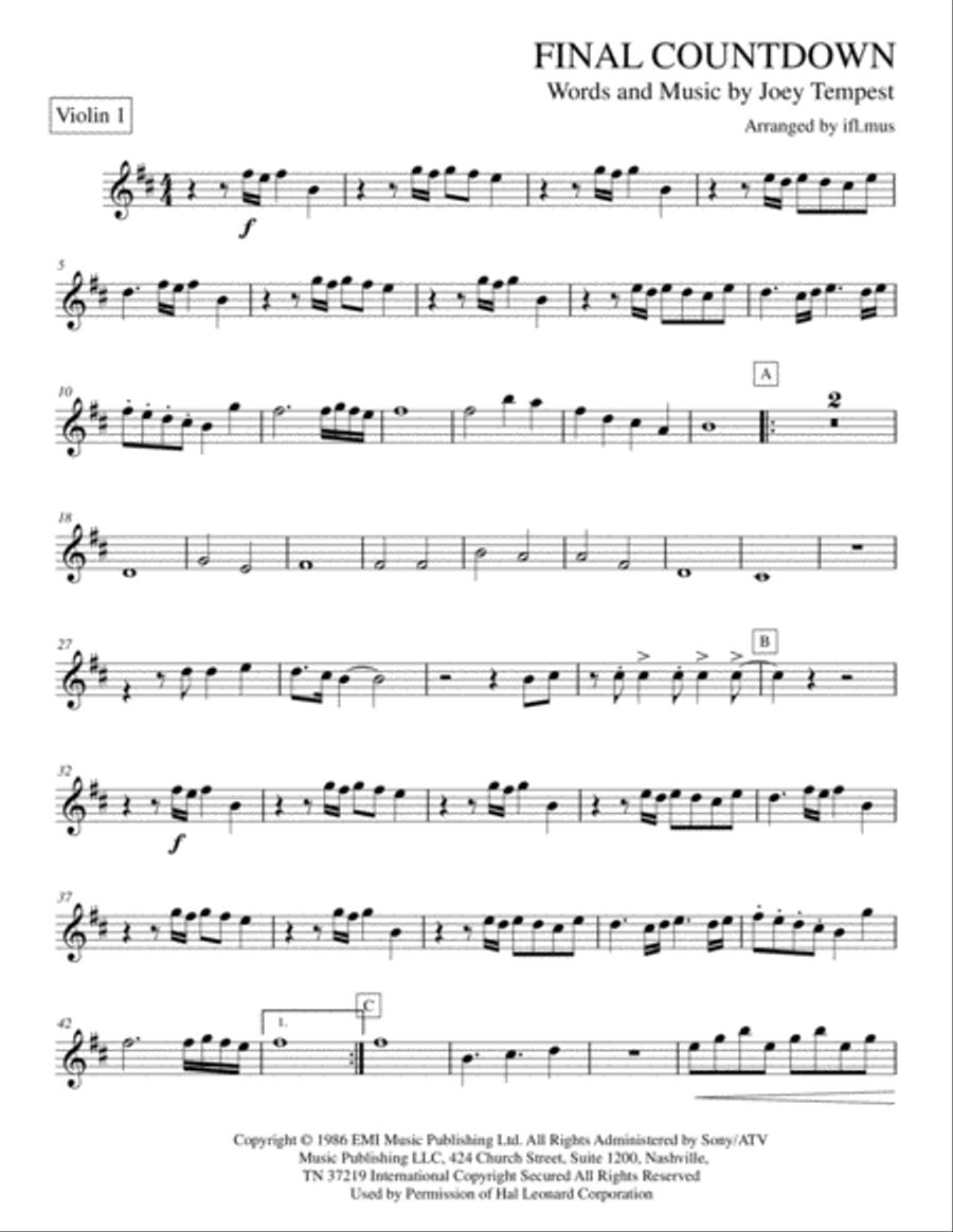 Final Countdown String Quartet scores gallery preview page 6