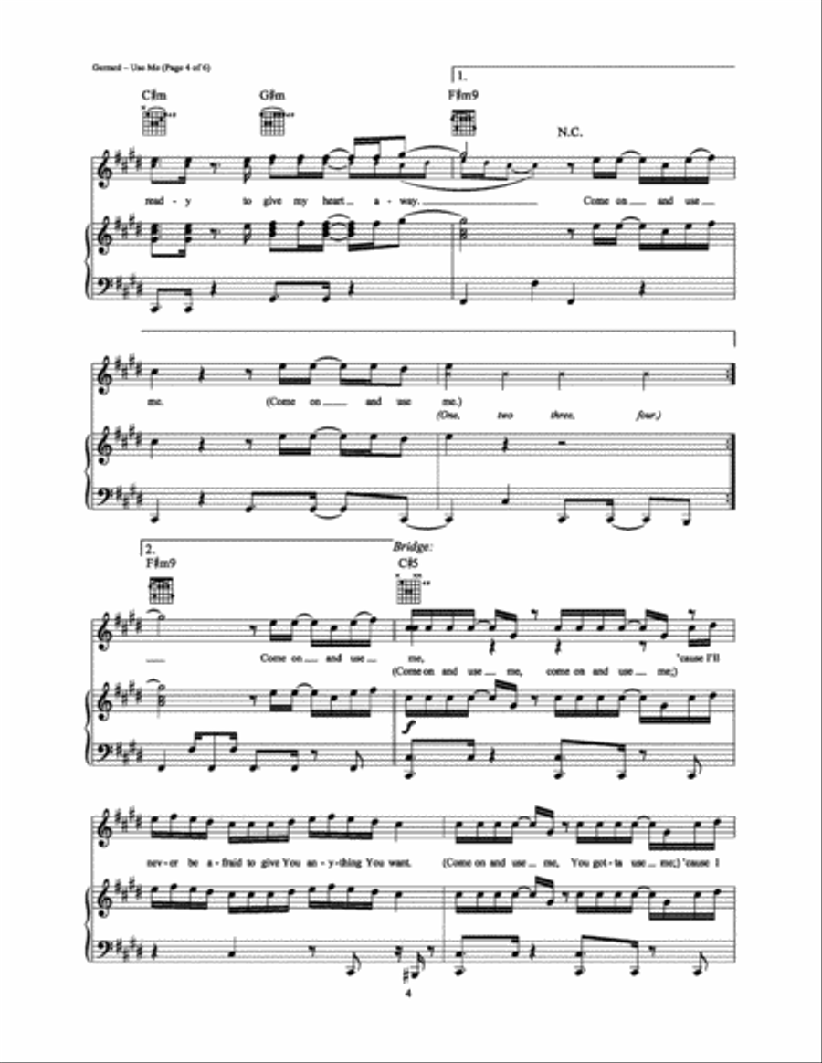 Use Me Use Me Piano, Vocal, Guitar scores gallery preview page 4