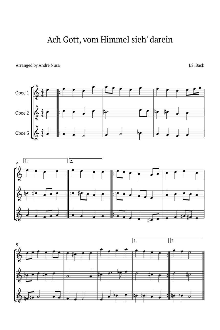 Ach Gott, vom Himmel sieh' darein Woodwind Trio scores gallery preview page 1