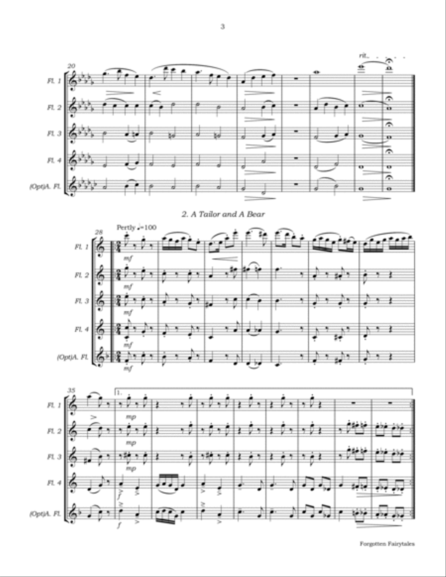 Forgotten Fairytales Op4 for Flute Quartet Flute Quartet scores gallery preview page 6