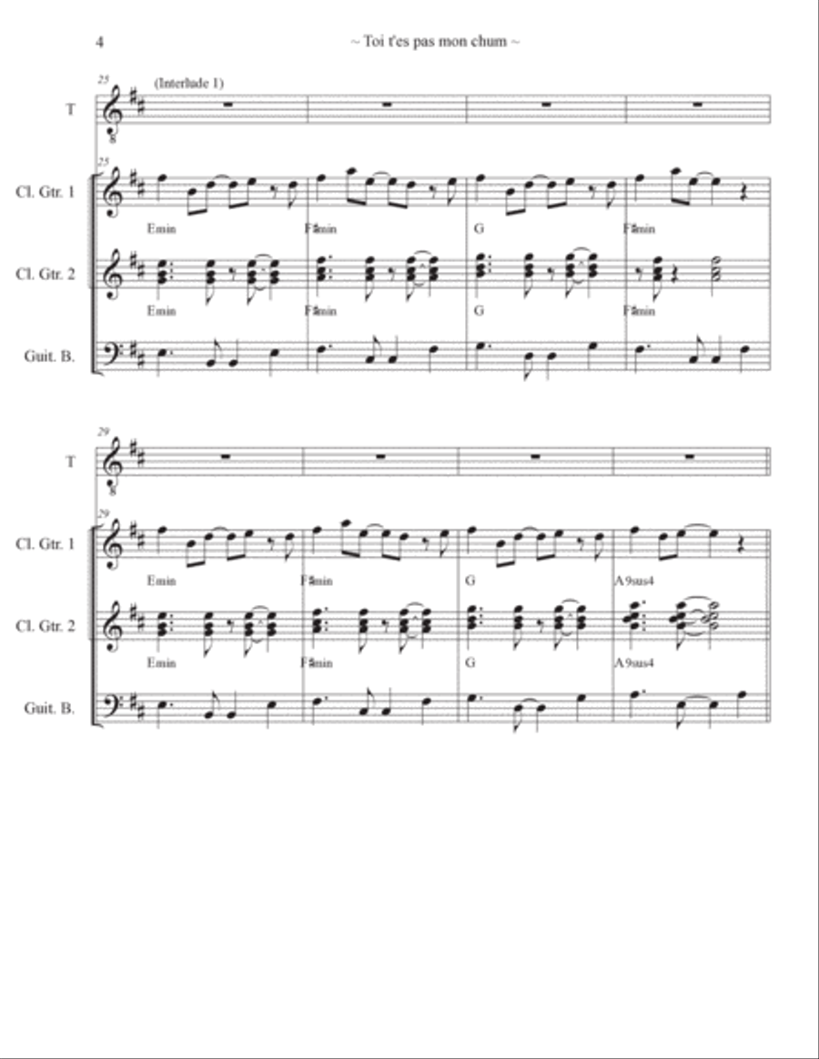 Toi t'es pas mon chum ! Toi t'es pas mon chum ! Electric Guitar scores gallery preview page 4