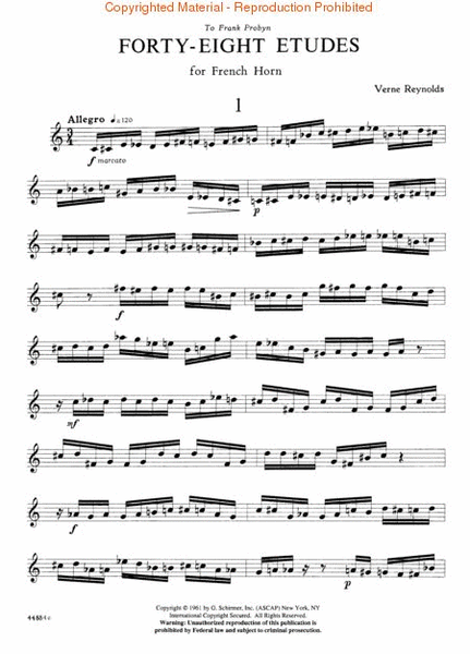 48 Etudes by Verne Reynolds Horn Solo - Sheet Music