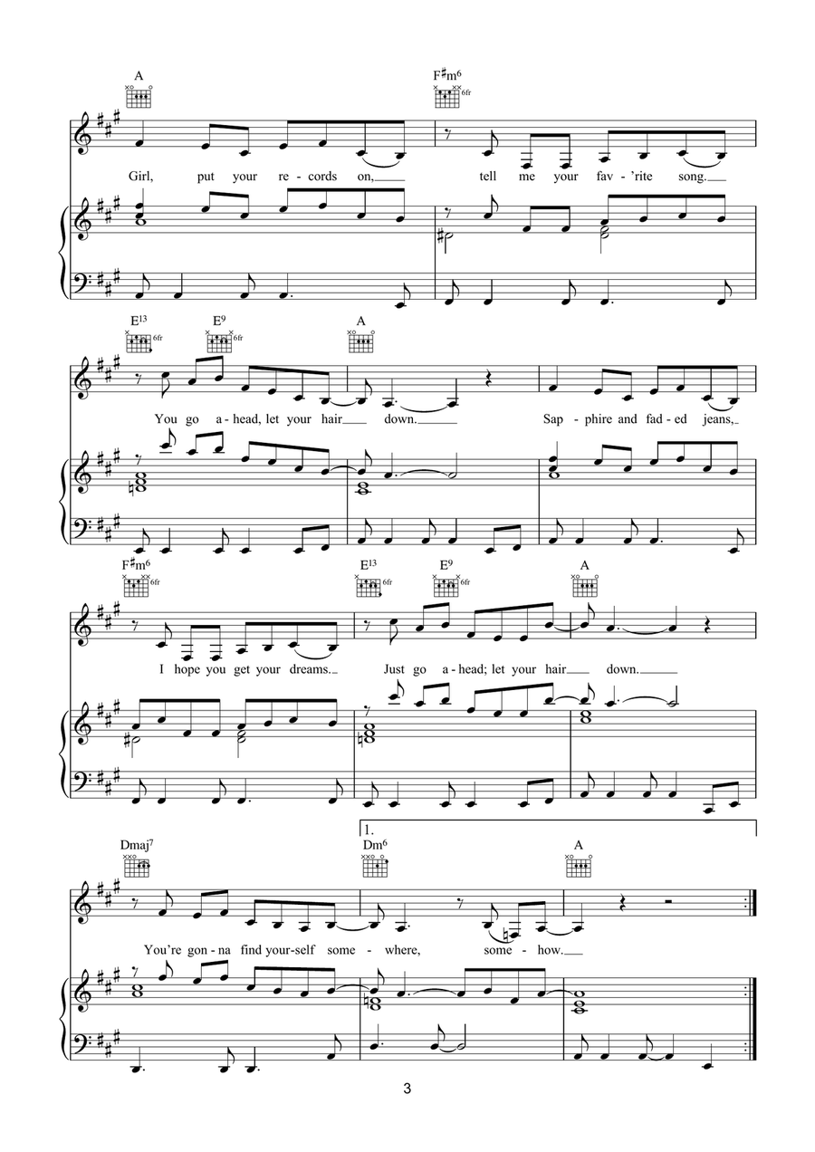 Put Your Records On Acoustic Guitar scores gallery preview page 3