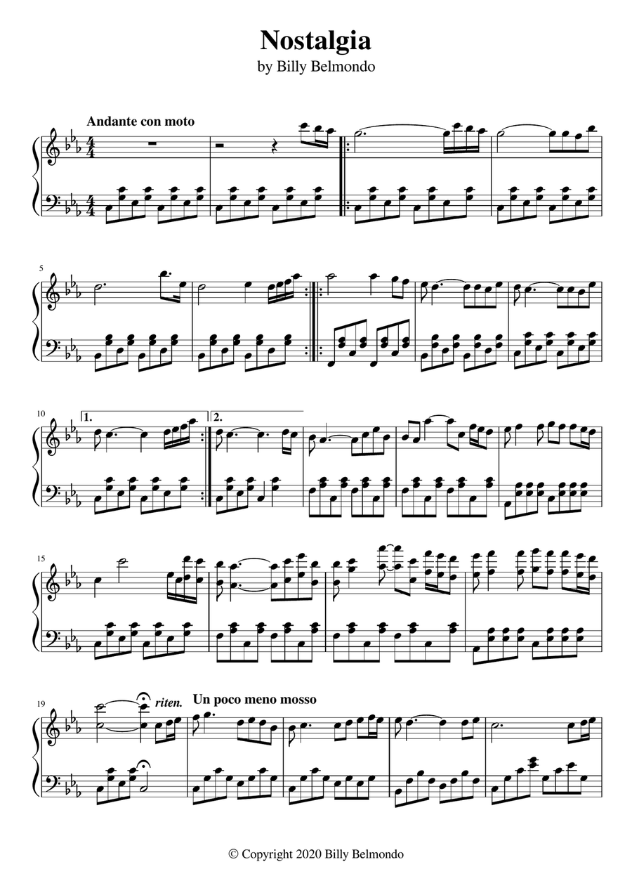 Nostalgia Piano Solo scores gallery preview page 1
