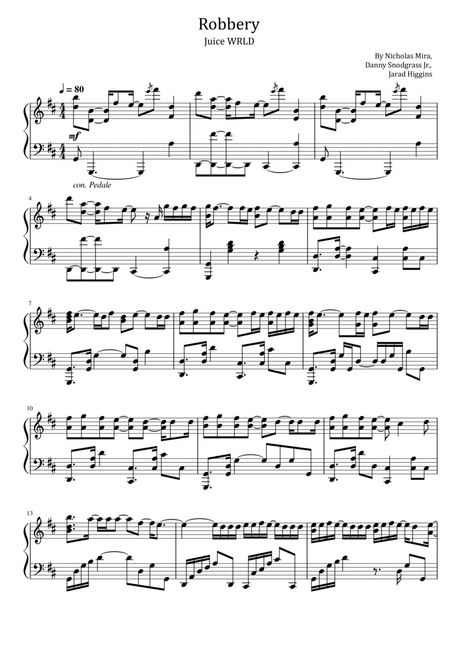 Robbery Piano Solo scores gallery preview page 1