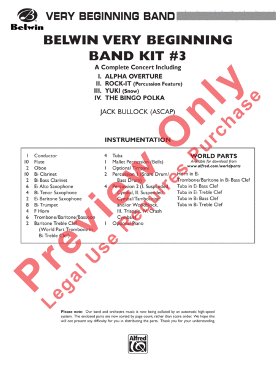 Belwin Very Beginning Band Kit #3 Concert Band scores gallery preview page 2