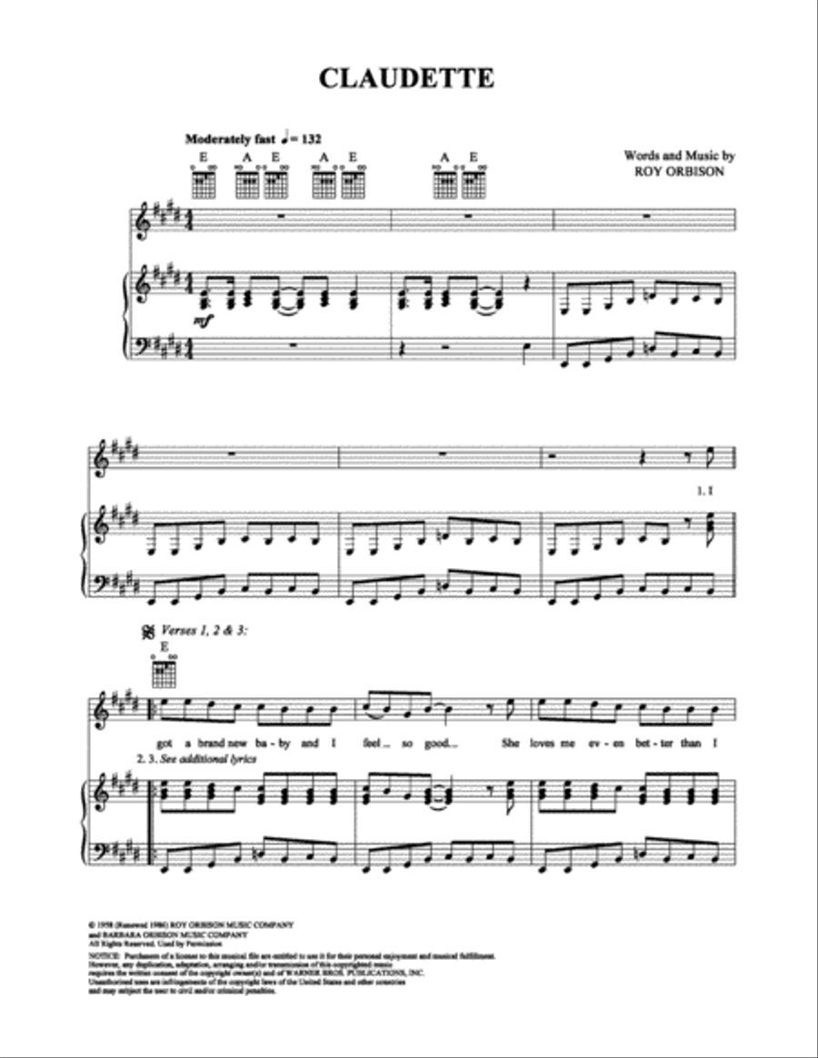 Claudette Piano, Vocal, Guitar scores gallery preview page 1