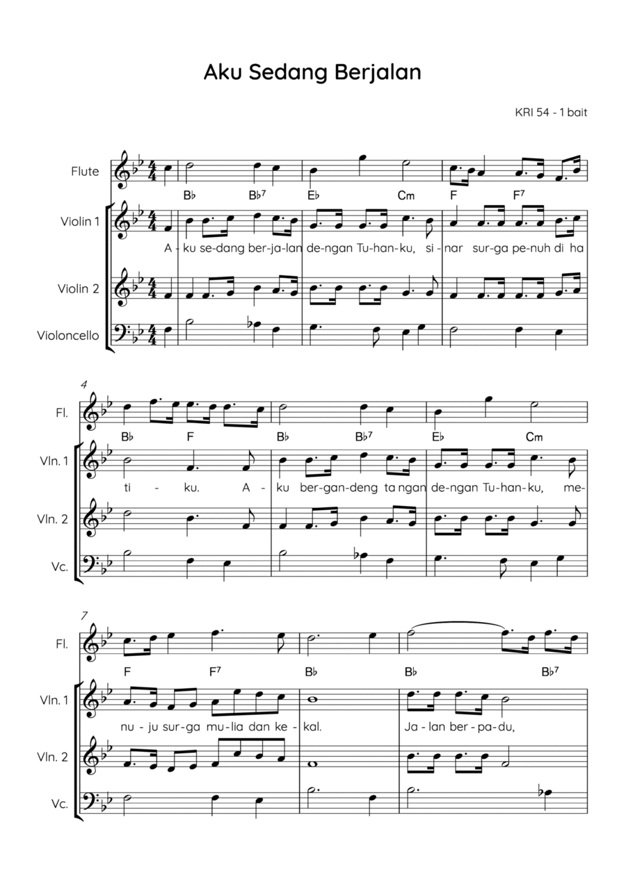 Aku Sedang Berjalan / I'm Walking Small Ensemble scores gallery preview page 1