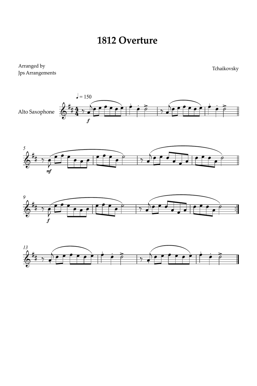 1812 Overture for Alto sax Alto Saxophone scores gallery preview page 1