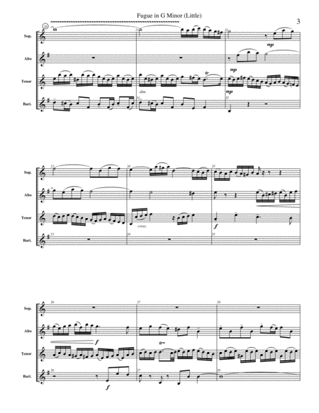 Fugue in G Minor (Little) BWV 578 (saxophone quartet version) image number null