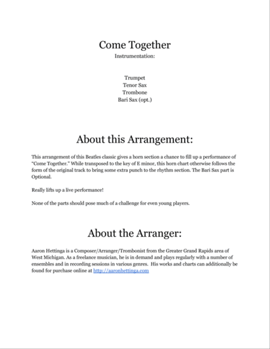 Come Together Small Ensemble scores gallery preview page 2