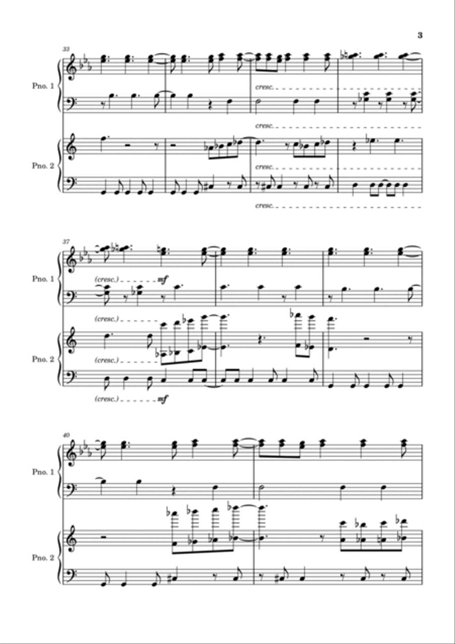 Bridge of Reflections - Movement 2 Andante 2 Pianos, 4-Hands scores gallery preview page 3