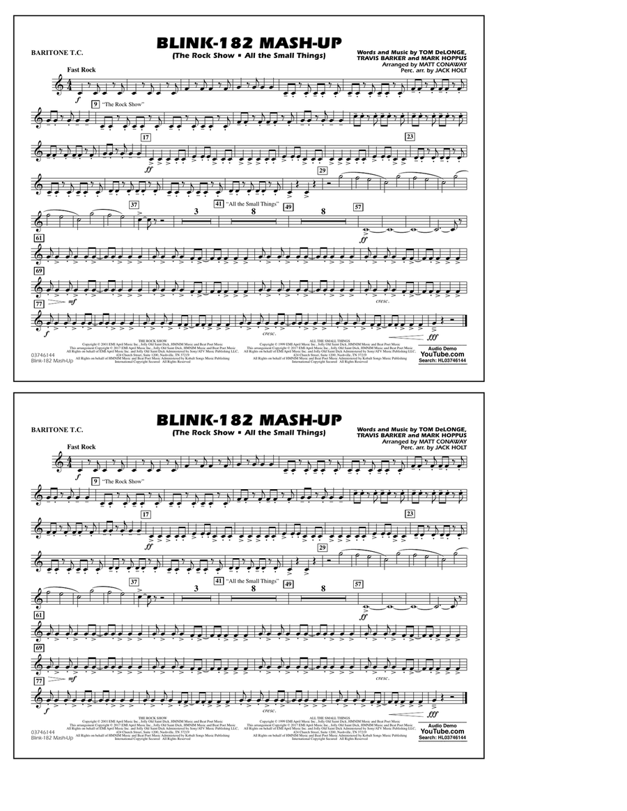Blink-182 Mash-Up - Baritone T.C. Marching Band scores gallery preview page 1