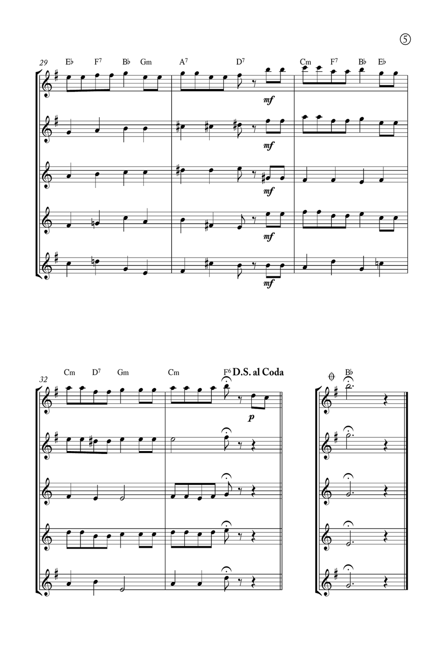 Hymne A L'amour Saxophone Quintet scores gallery preview page 5