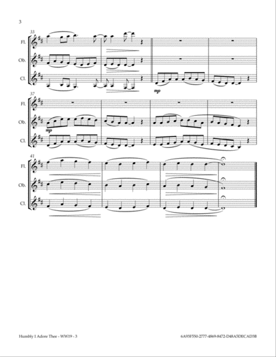 Humbly I Adore Thee Woodwind Trio scores gallery preview page 4