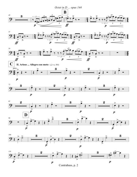 Octet in D, opus 144 (2012) double bass part