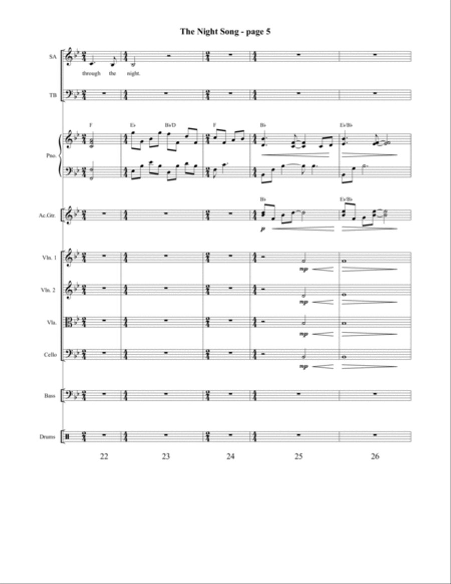 The Night Song 4-Part scores gallery preview page 6