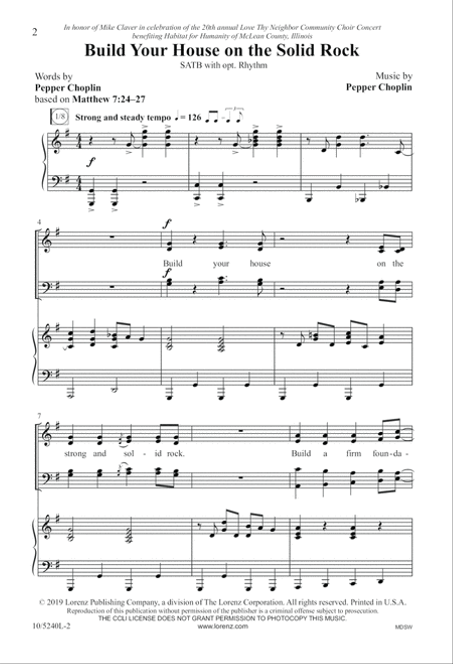 Build Your House on the Solid Rock 4-Part scores gallery preview page 2