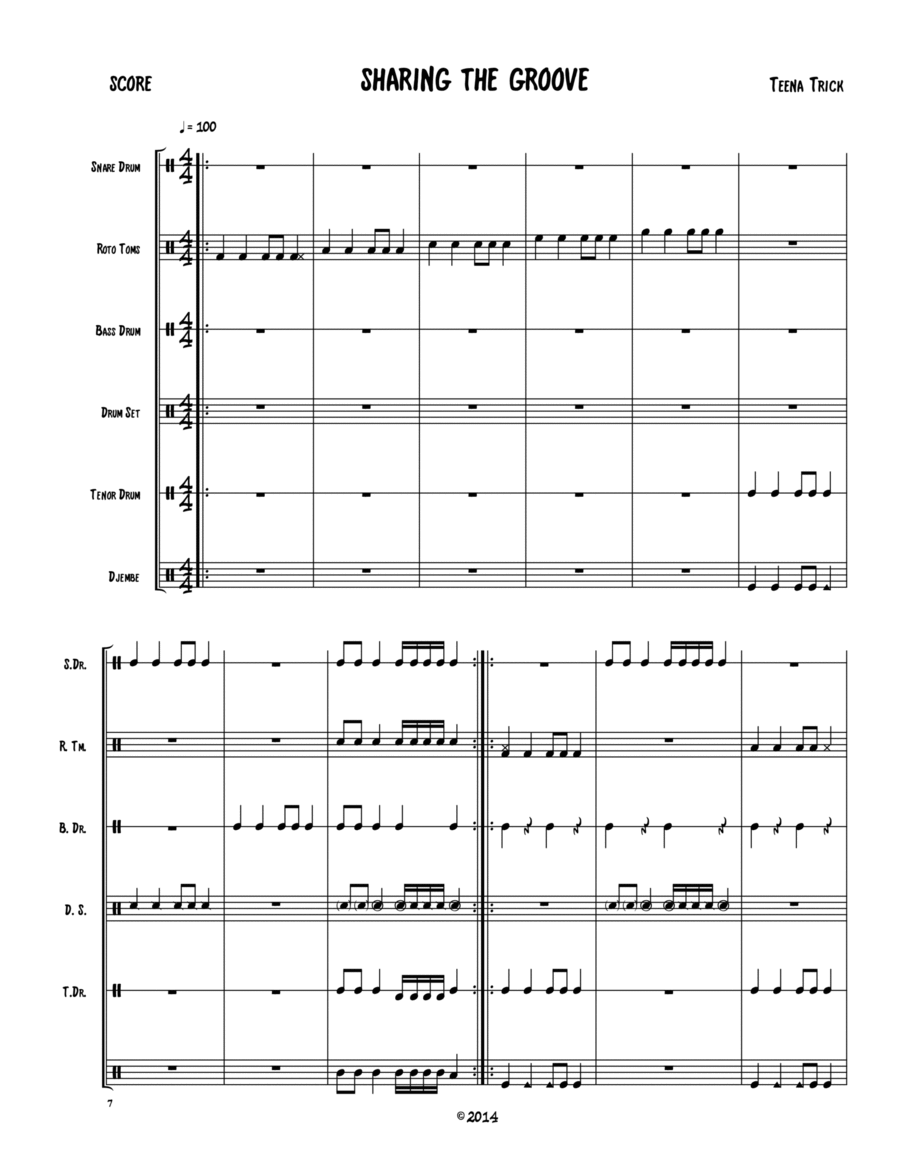 1- Sharing the Groove -Drum Line Percussion Ensemble scores gallery preview page 1
