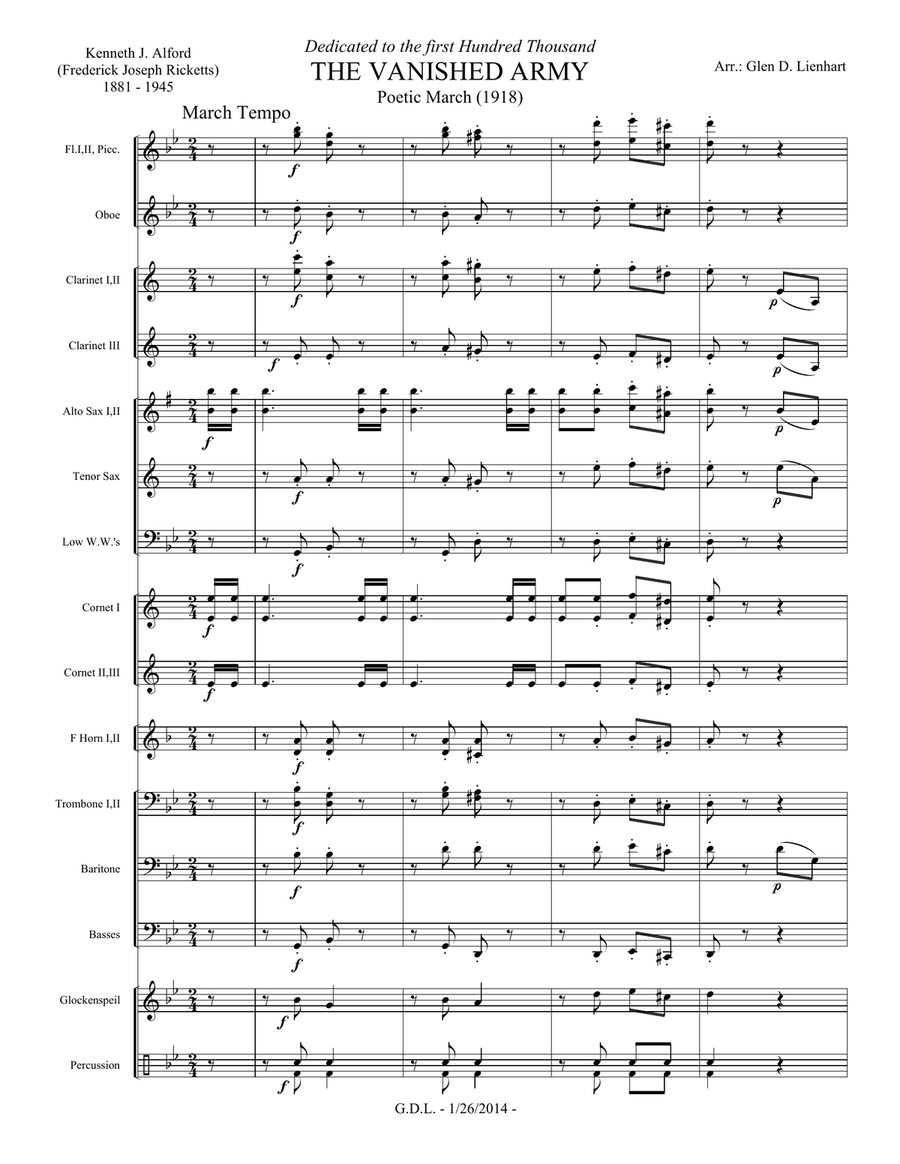 The Vanished Army Concert Band scores gallery preview page 1