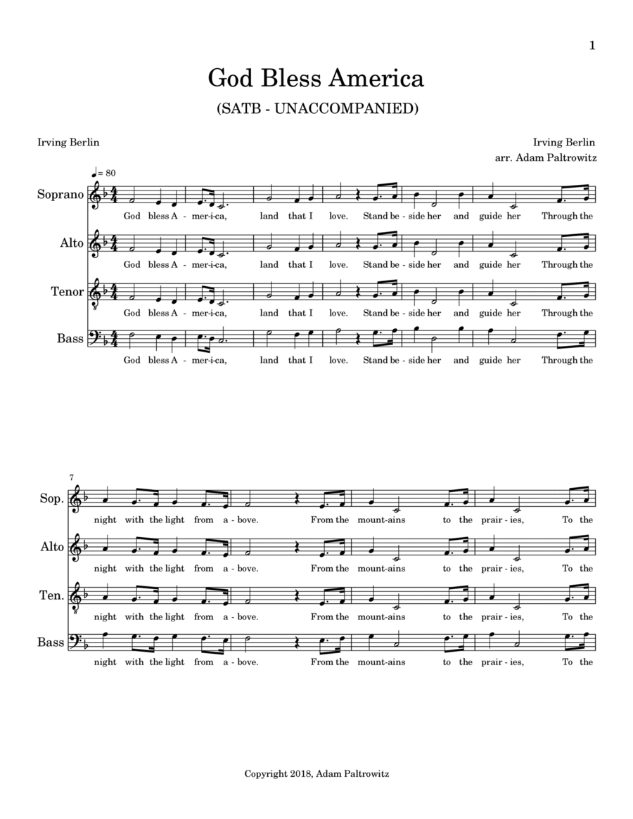God Bless America ® by Celine Dion 4-Part - Digital Sheet Music
