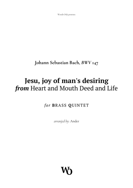 Jesu, joy of man's desiring by Bach for Brass Quintet image number null