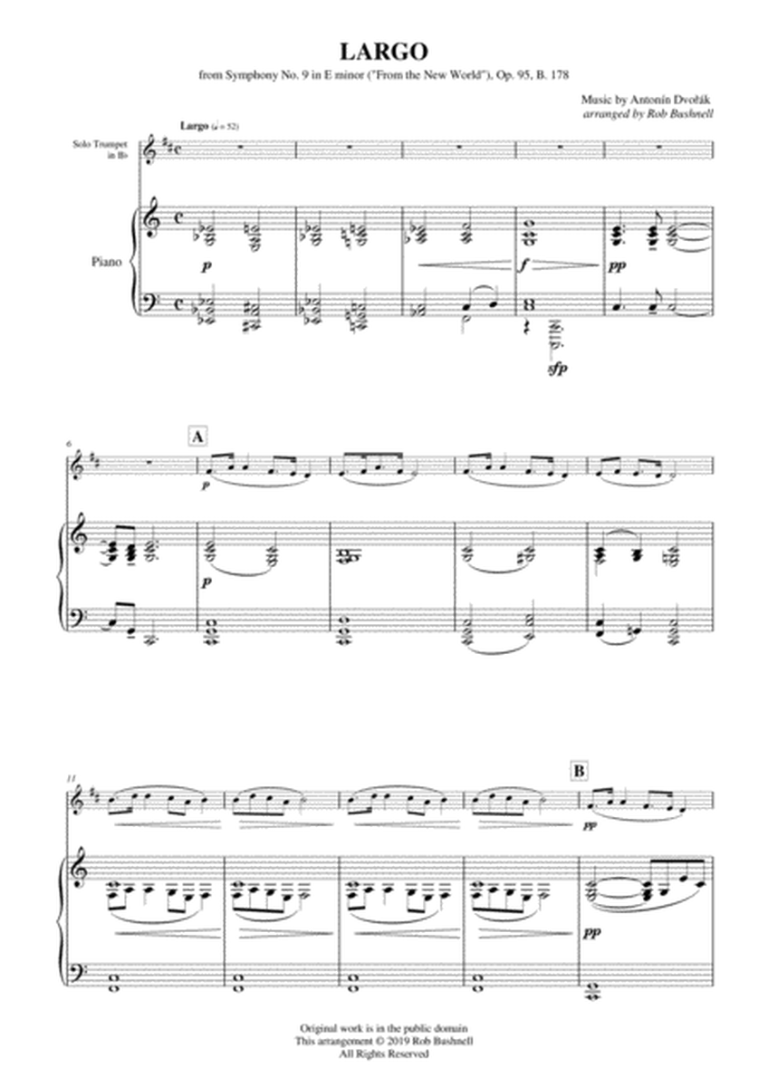 Largo from Symphony No.9 ("From the New World") (Dvorak) - Theme for Solo Trumpet and Piano image number null