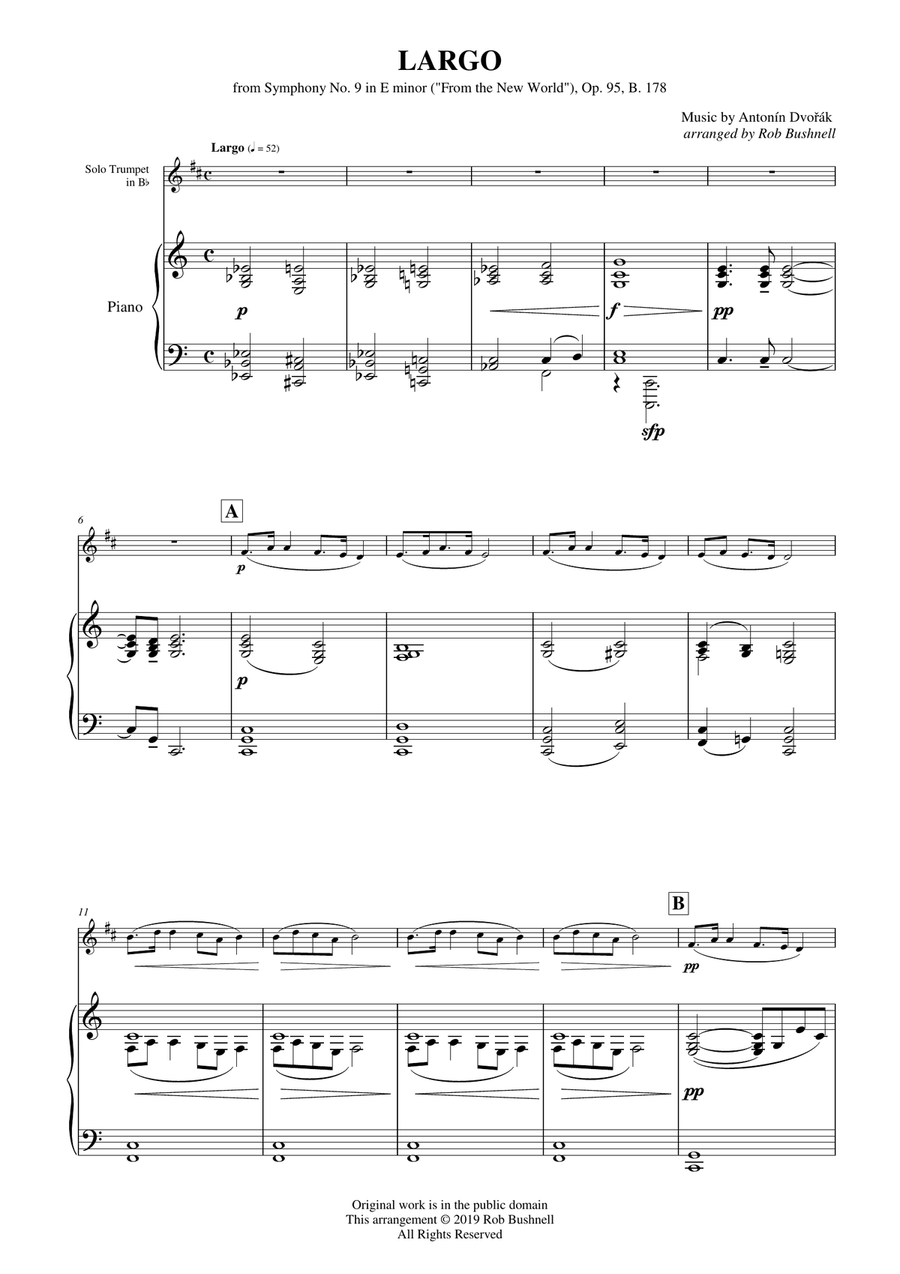 Largo from Symphony No.9 ("From the New World") (Dvorak) - Theme for Solo Trumpet and Piano image number null