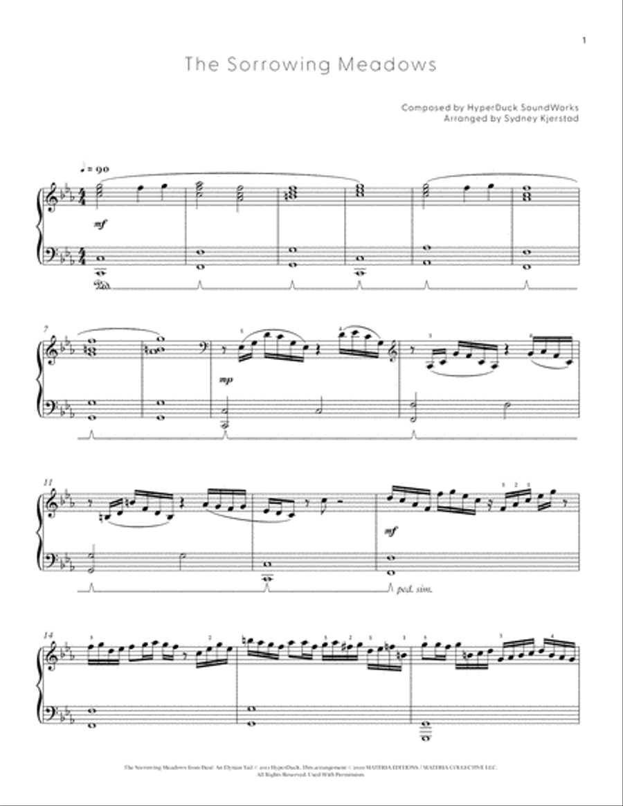 The Sorrowing Meadows - Dust: An Elysian Tail (Piano Selections) Piano Solo scores gallery preview page 3