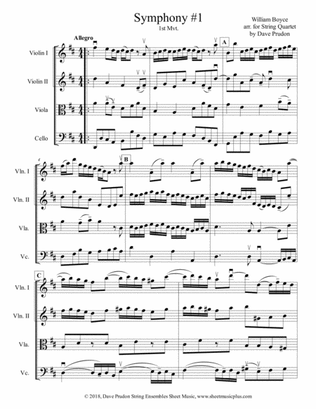 Boyce Symphony #1 (1st Mvt.) for String Quartet