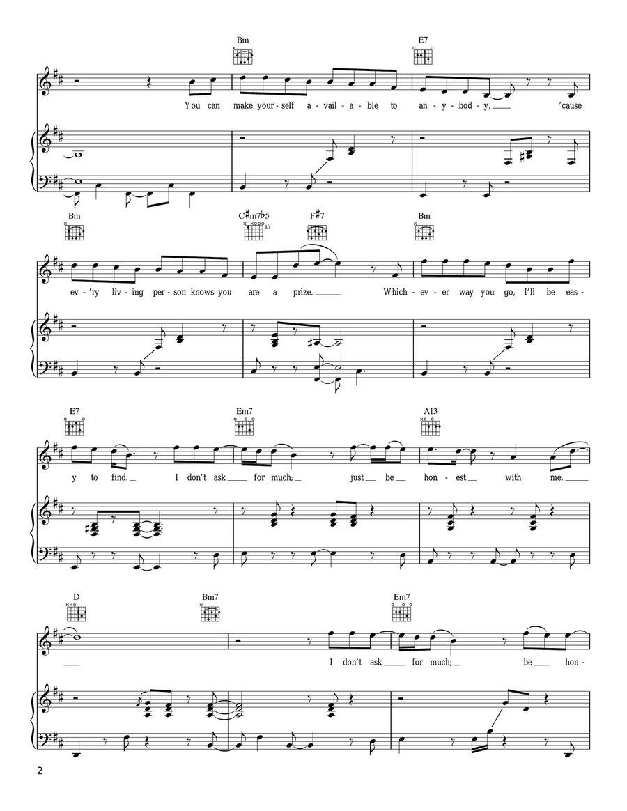 Be Honest Piano, Vocal, Guitar scores gallery preview page 2