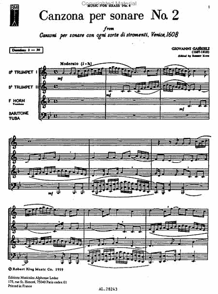 Canzona Per Sonare No.2 - Brass Quartet