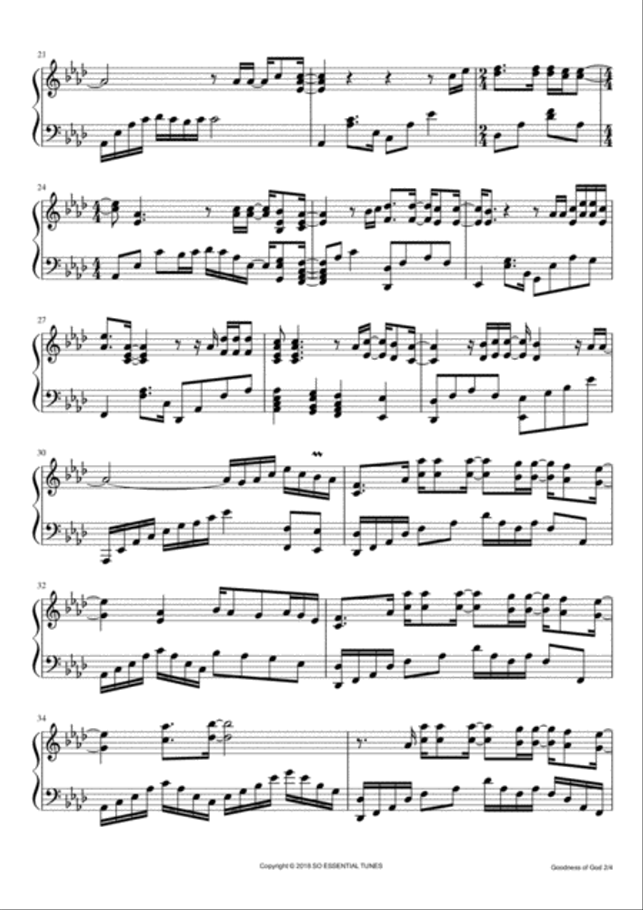 Goodness Of God Piano Solo scores gallery preview page 3