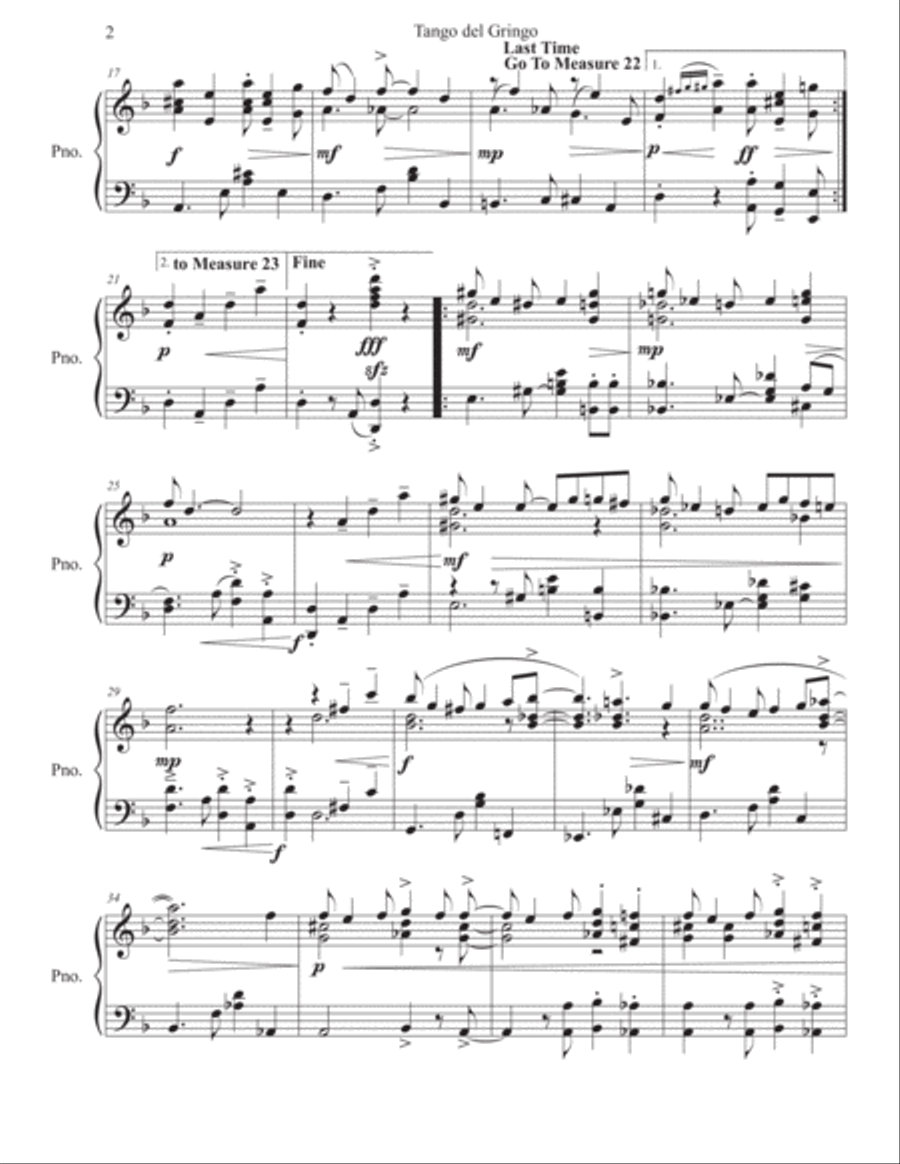 Tango del Gringo/Nuismer Tango del Gringo/Nuismer Piano Solo scores gallery preview page 2