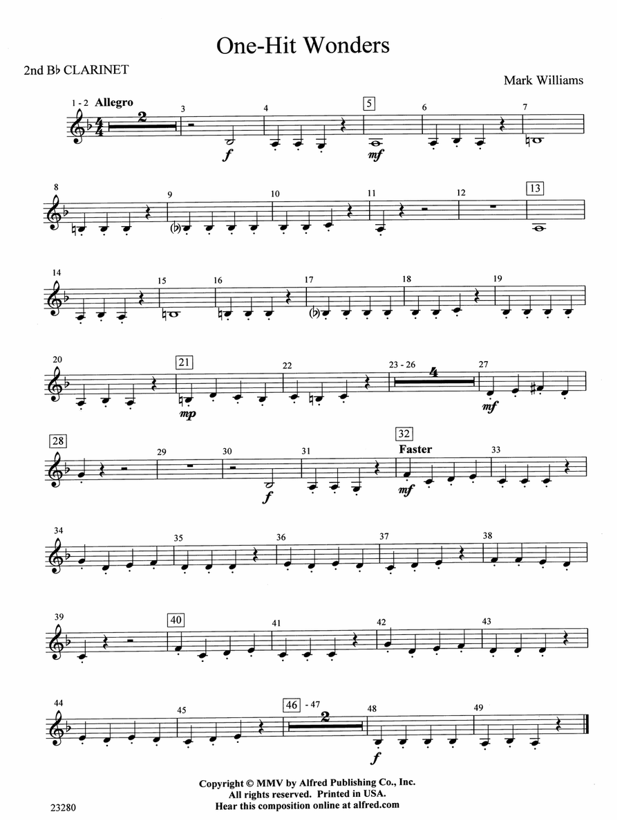 One-Hit Wonders: 2nd B-flat Clarinet