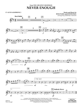 Never Enough (from The Greatest Showman) (arr. Johnnie Vinson) - Eb Alto Saxophone 2