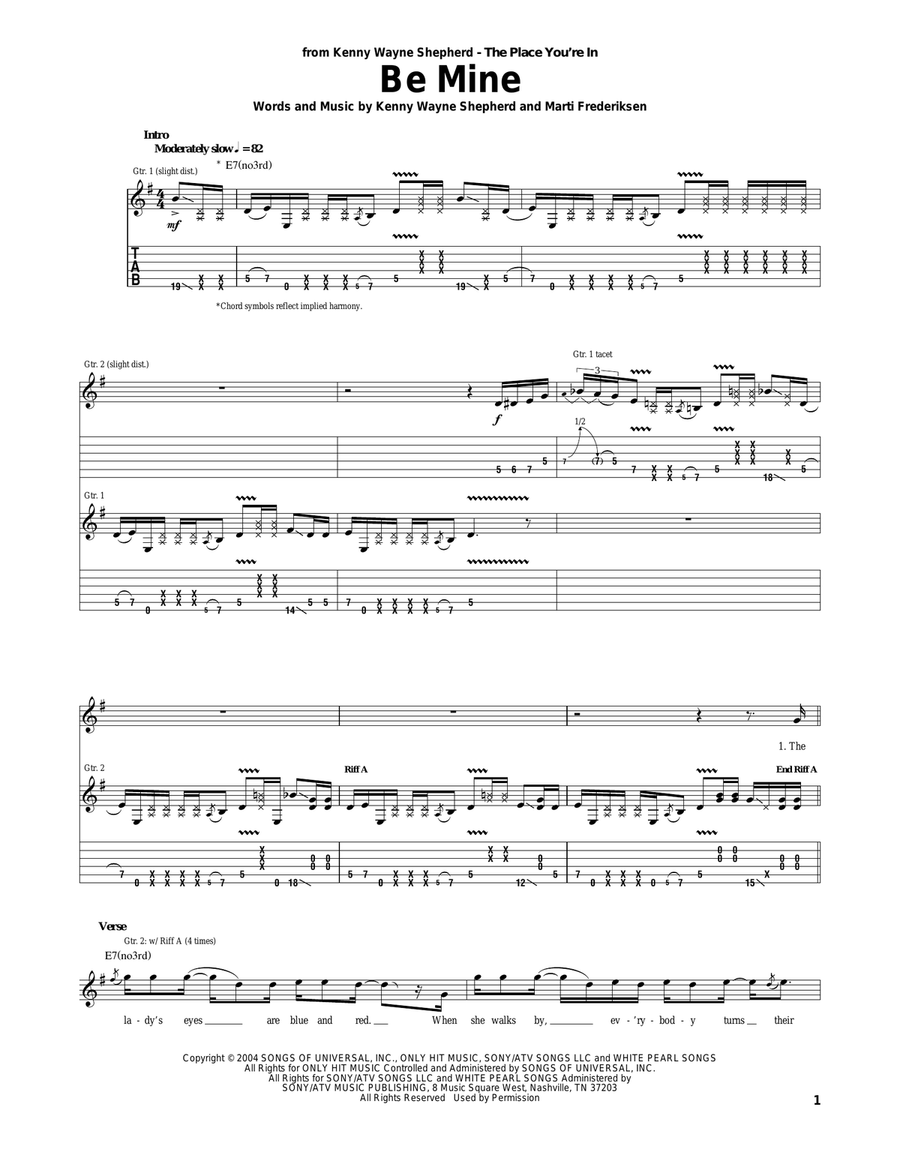 Be Mine Acoustic Guitar scores gallery preview page 1