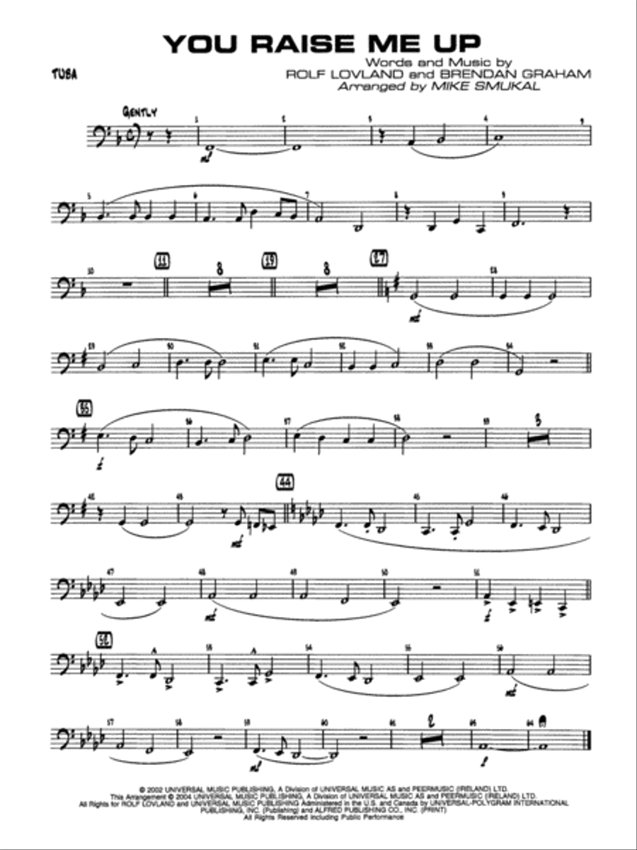 You Raise Me Up: Tuba Jazz Ensemble scores gallery preview page 1