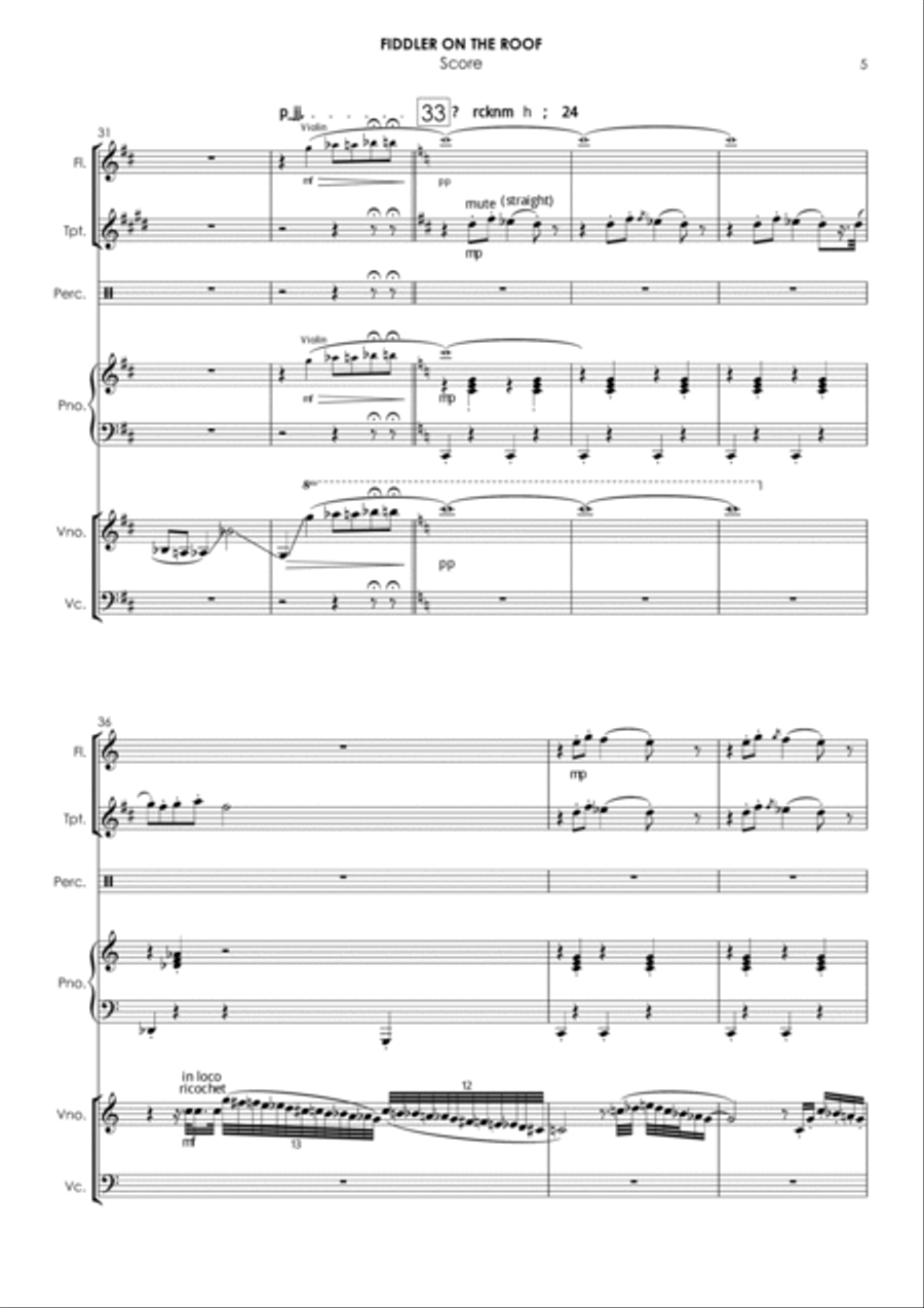Fiddler On The Roof (show) Small Ensemble scores gallery preview page 5