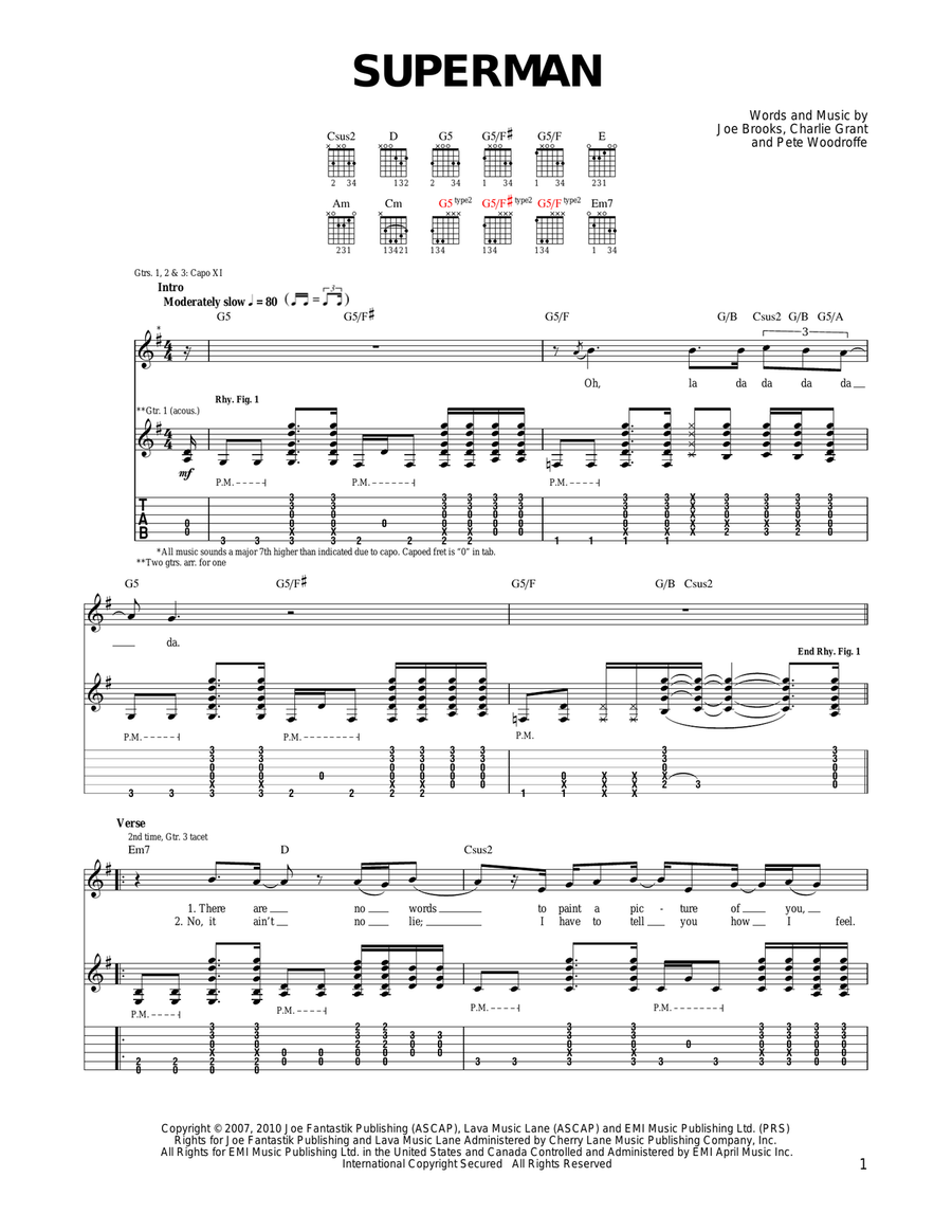 Superman Acoustic Guitar scores gallery preview page 1