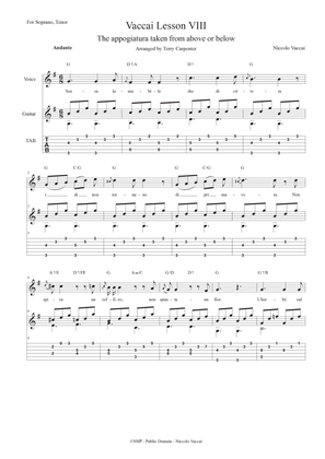 Vaccai - Lesson 08 Appogiatura. for tenor and soprano voice with guitar