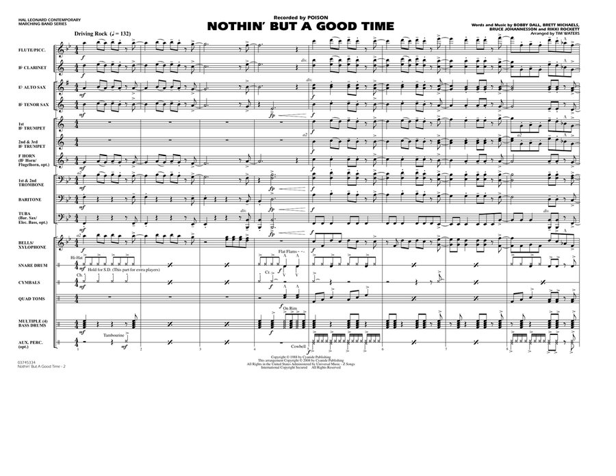 Nothin' But A Good Time - Full Score Marching Band scores gallery preview page 2
