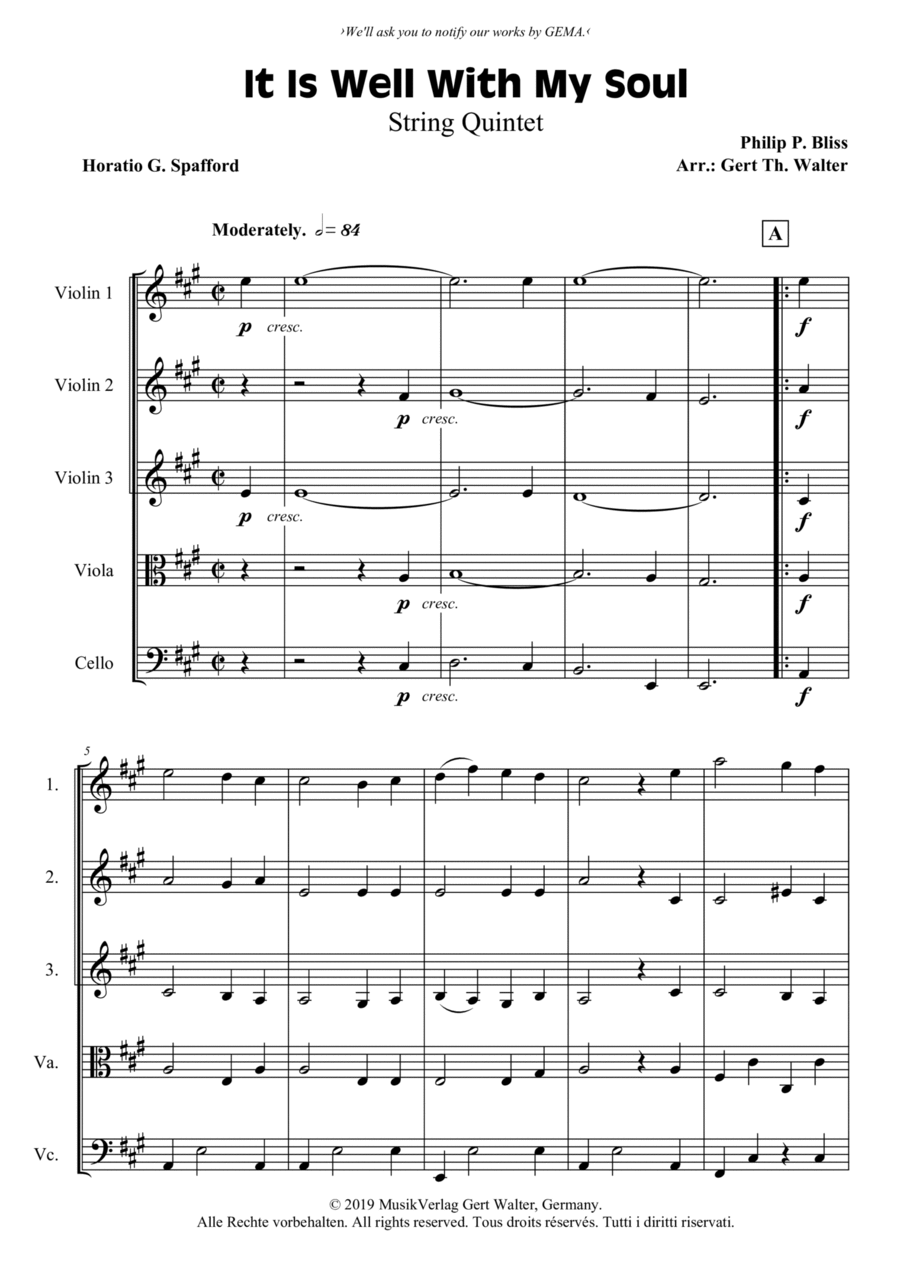 It Is Well With My Soul String Quintet scores gallery preview page 1