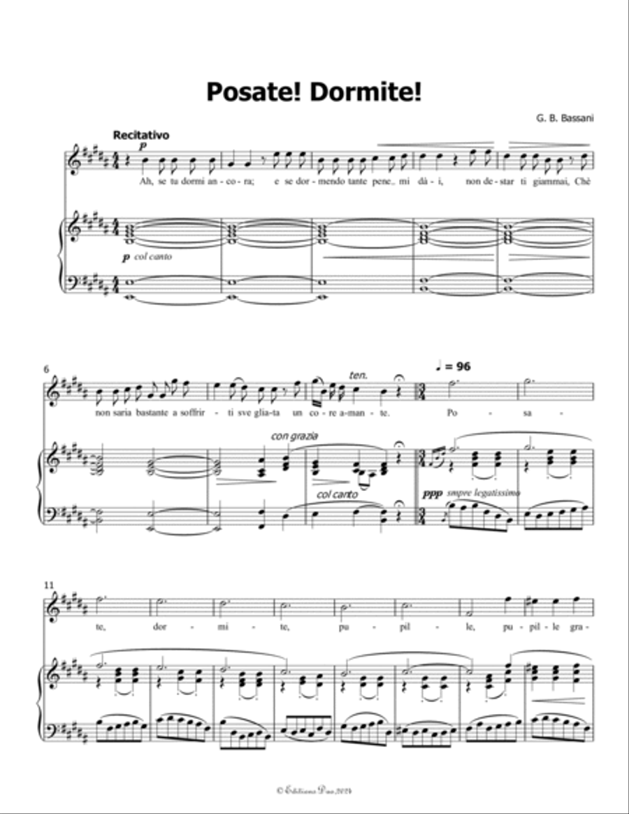 Posate! Dormite! by Bassani, in B Major Voice scores gallery preview page 3