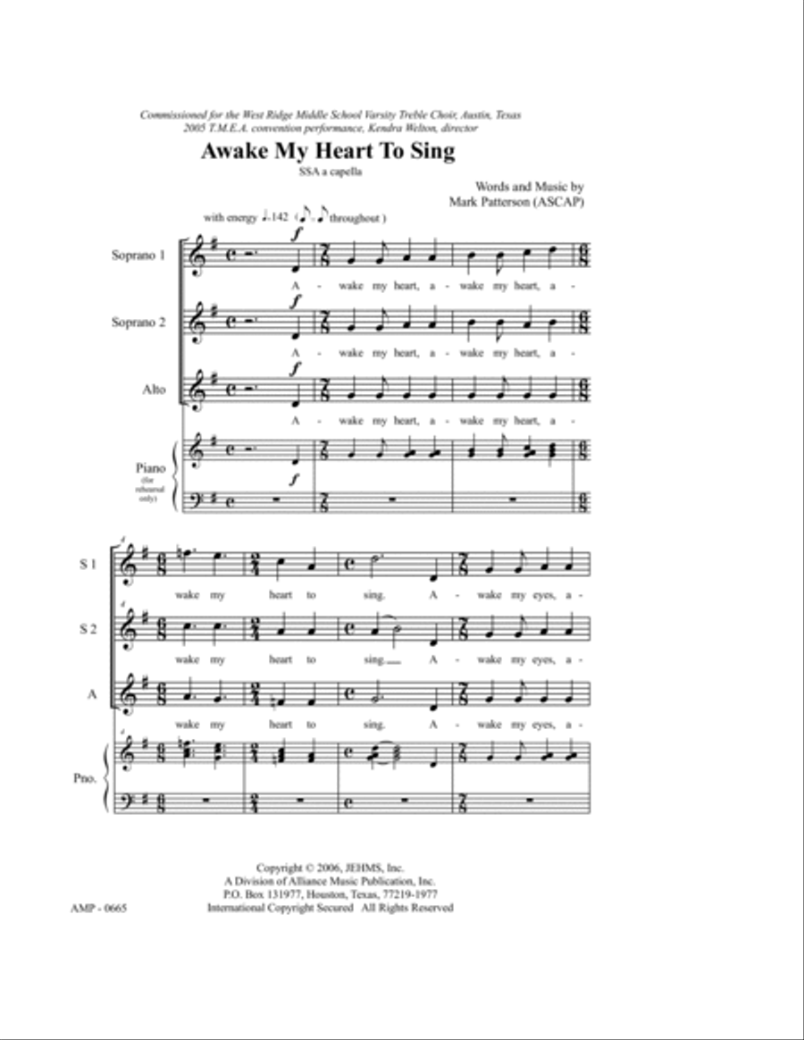 Awake My Heart to Sing SSA scores gallery preview page 6