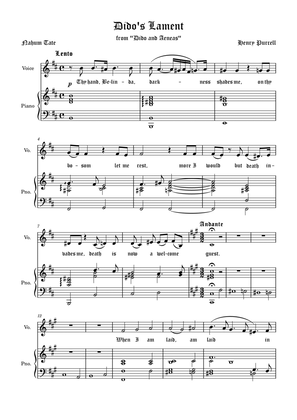 Dido`s Lament F-sharp minor Medium voice Modified arrangement