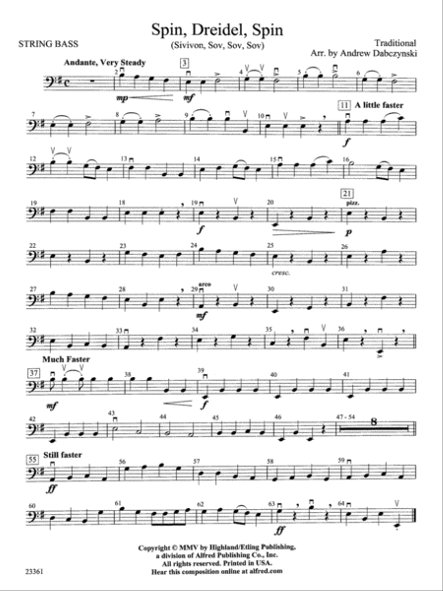 Spin, Dreidel, Spin: String Bass String Orchestra scores gallery preview page 1